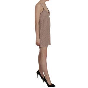 PINK MEMORIES Beige Spaghetti Strap A-line Mini Cotton Women's Dress